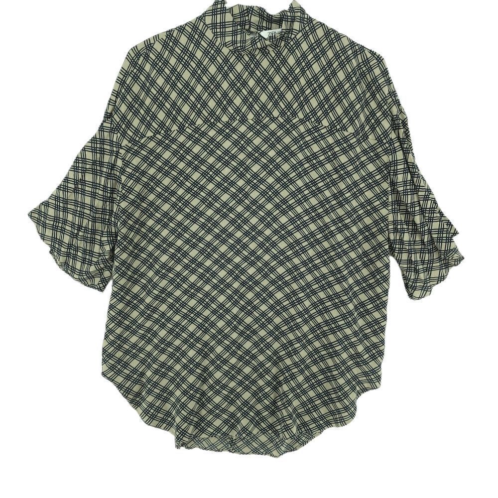 NWT XS Zara Oversized Plaid Flowy Tunic Top